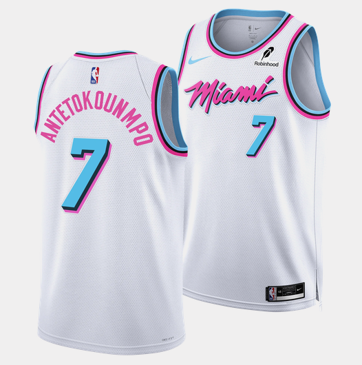 Men's Miami Heat #7 Giannis Antetokounmpo White 2026 Original Vice Swingman Stitched Basketball Jersey